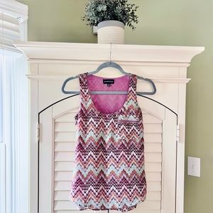 NWOT My Michelle XS Boho Tribal Chevron Print Side High Low Tank Top